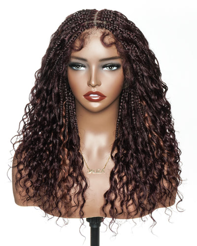 Lumina - 18" Piano Color Swiss HD Full Lace Human Hair Boho Braided Wig