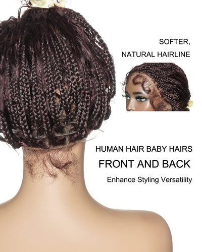 Lumina - 18" Piano Color Swiss HD Full Lace Human Hair Boho Braided Wig
