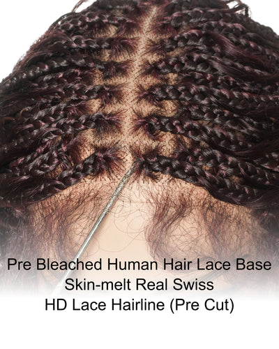 Lumina - 18" Piano Color Swiss HD Full Lace Human Hair Boho Braided Wig