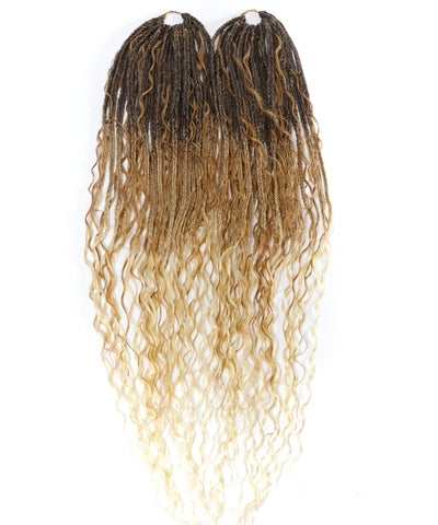 24" Pre Looped Crochet Boho Box Braids With Deep Wave Human Hair Curls - 80 Strands/Pack