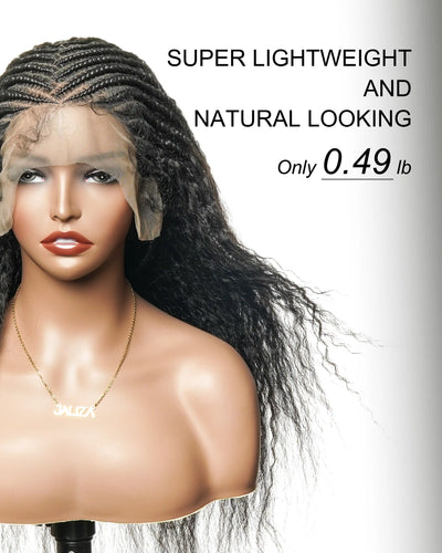 26" Multi Half Cornrow Crown with Extra Full Kinky Human Hair Wig