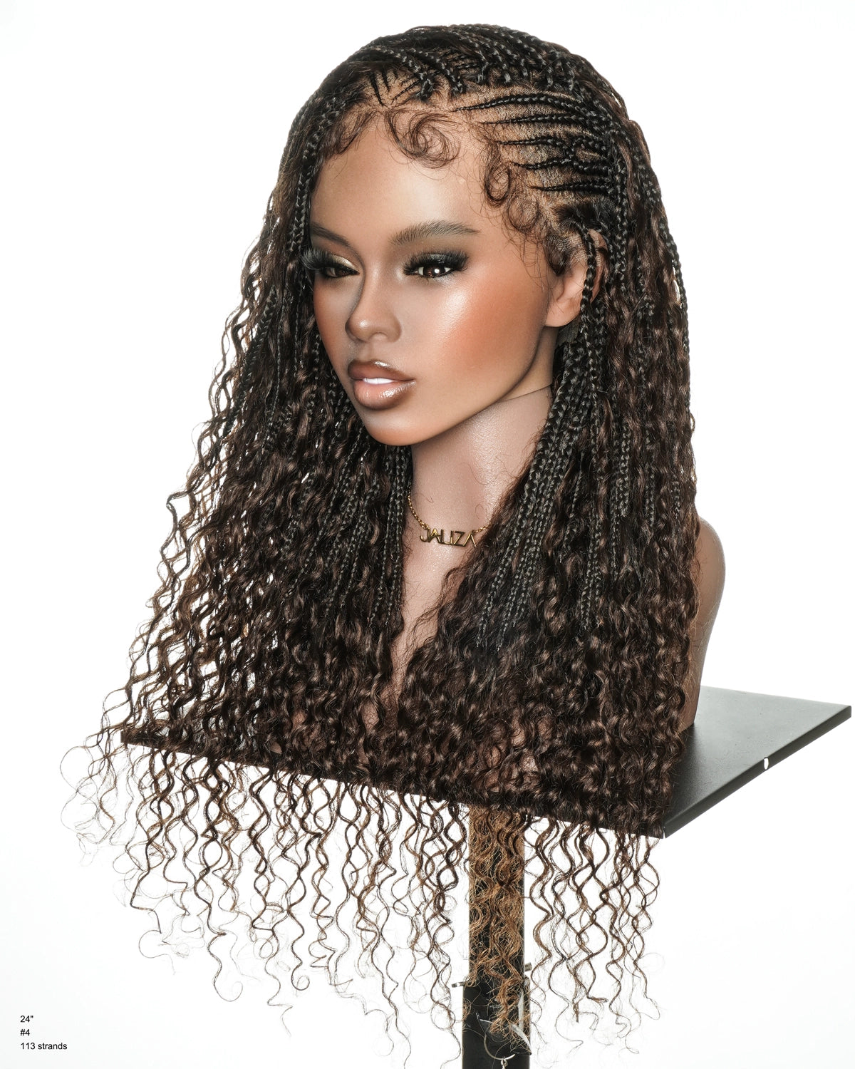 Avery 24" Glueless Full Lace Fulani Water Wave Boho Curls Braided Wig