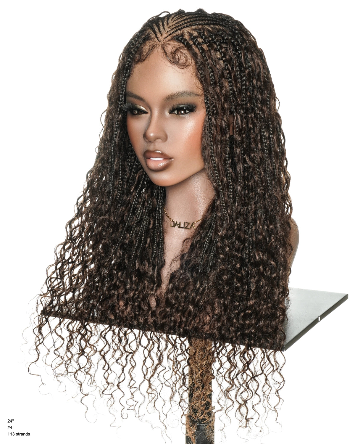 Avery 24" Glueless Full Lace Fulani Water Wave Boho Curls Braided Wig
