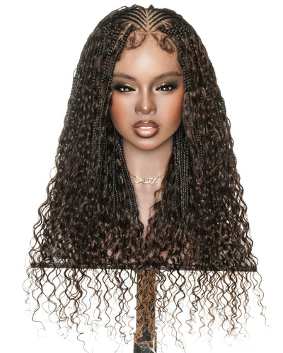 Avery 24" Glueless Full Lace Fulani Water Wave Boho Curls Braided Wig