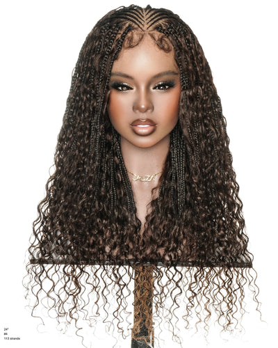 Avery 24" Glueless Full Lace Fulani Water Wave Boho Curls Braided Wig