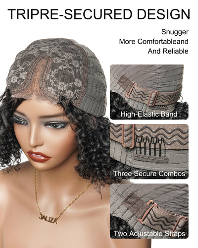 Bobrina 14" 100% Virgin Human Hair Deep Wave Bob Glueless Pre Cut Pre Bleached HD Lace Wear to Go (for US Market Only)