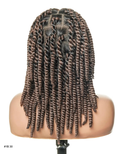14" Soft Jumbo Twist Pre Bleached Human Hair Lace Base HD Full Lace Braided Wig