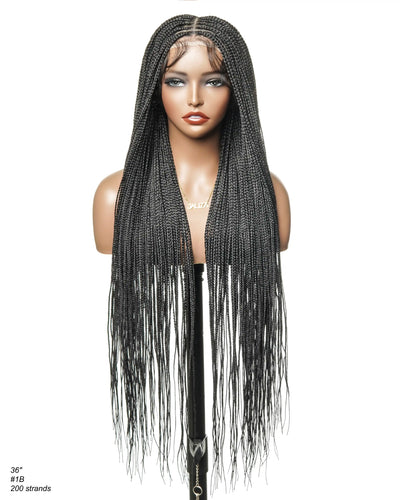 Swiss HD Full Lace Knotless Micro Box Braided Wig 36" 200 Strands