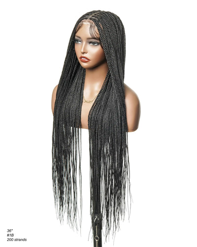 Swiss HD Full Lace Knotless Micro Box Braided Wig 36" 200 Strands
