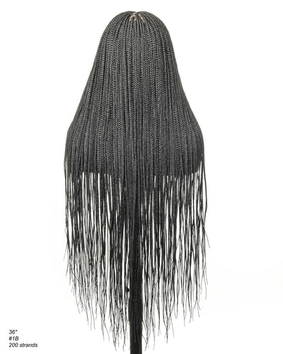 Swiss HD Full Lace Knotless Micro Box Braided Wig 36" 200 Strands