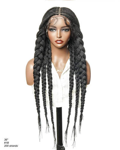 Swiss HD Full Lace Knotless Micro Box Braided Wig 36" 200 Strands