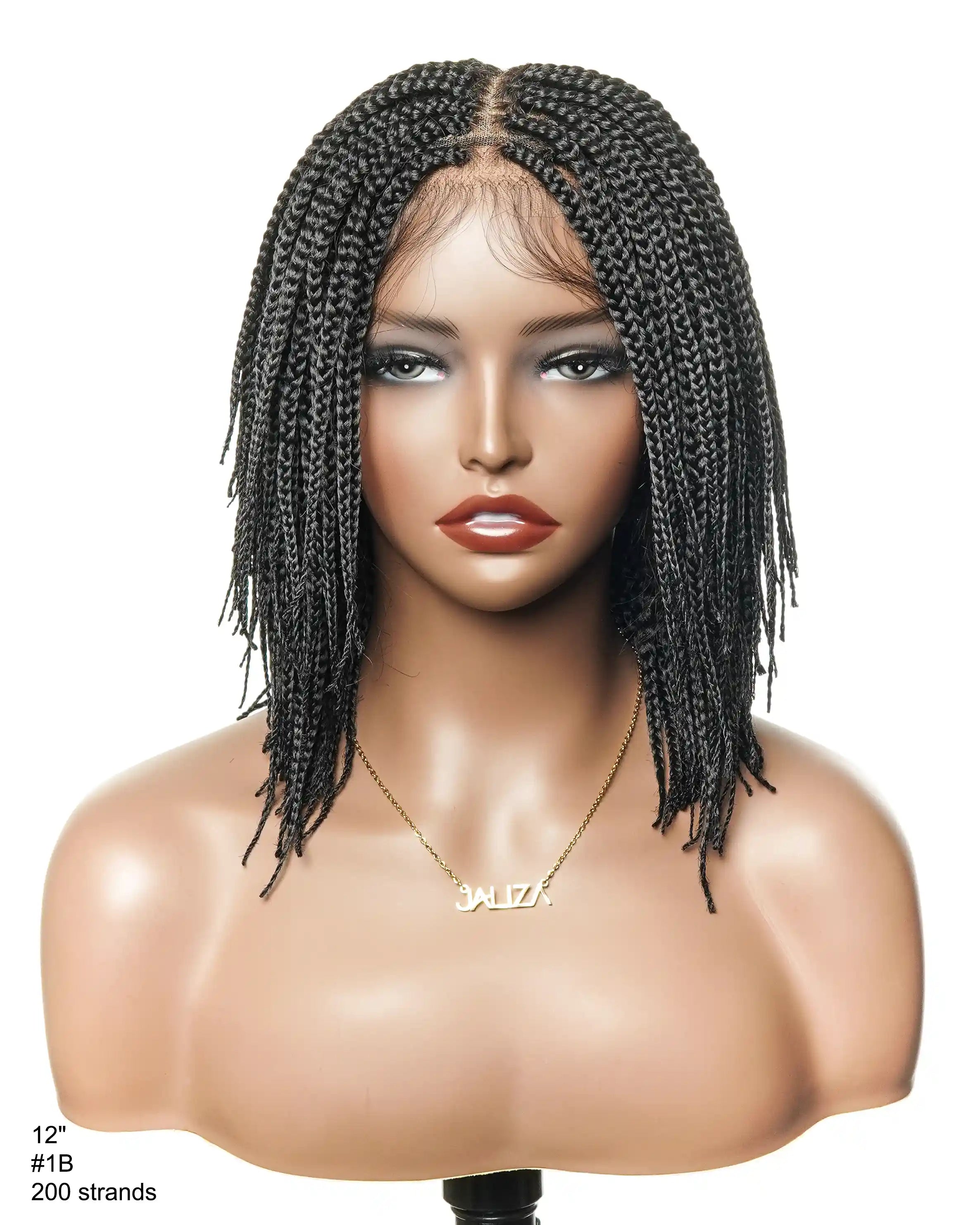 12" Free Part Layered Bob Box Braided Wig (Pre Bleached Human Hair Lace Base)