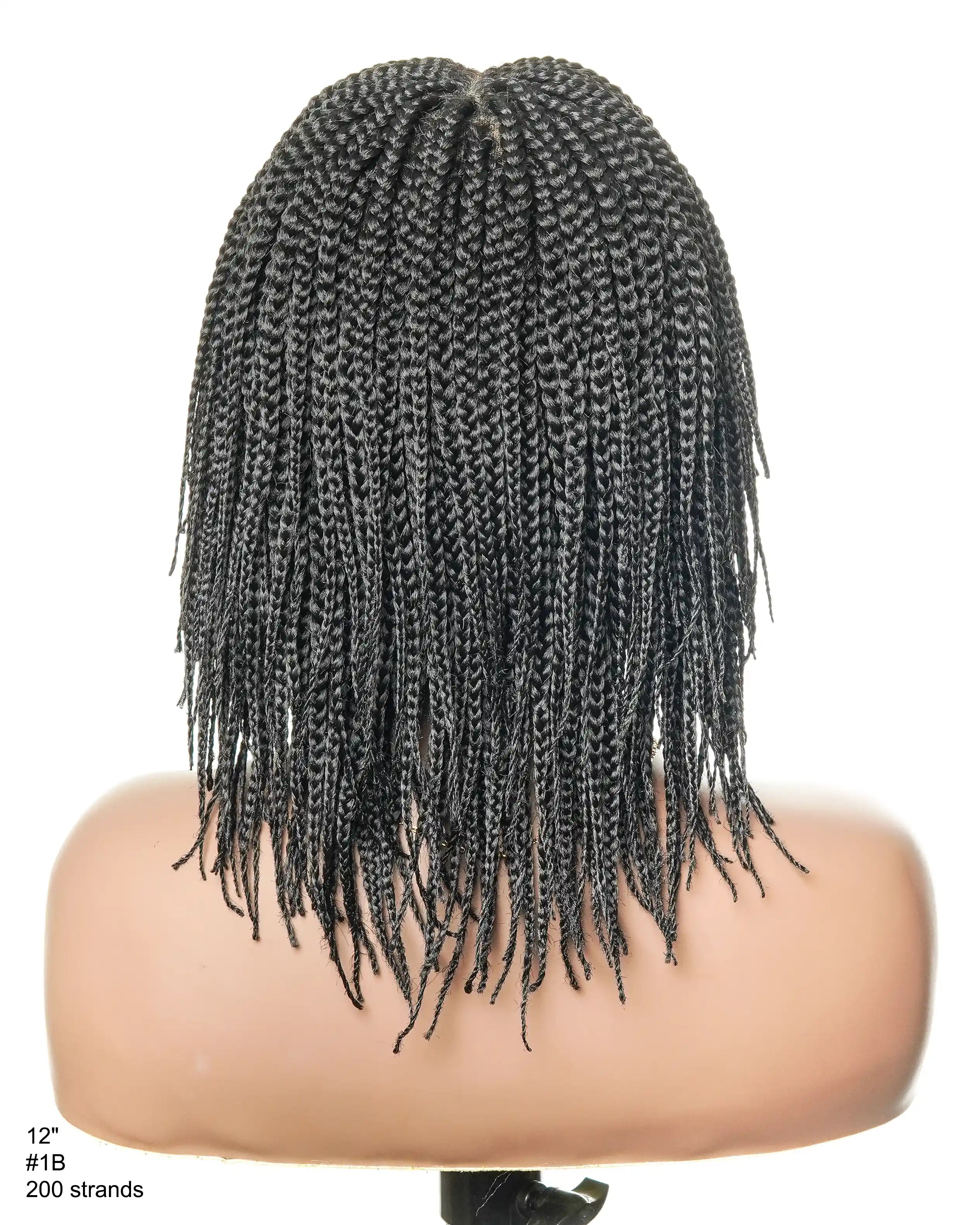 12" Free Part Layered Bob Box Braided Wig (Pre Bleached Human Hair Lace Base)