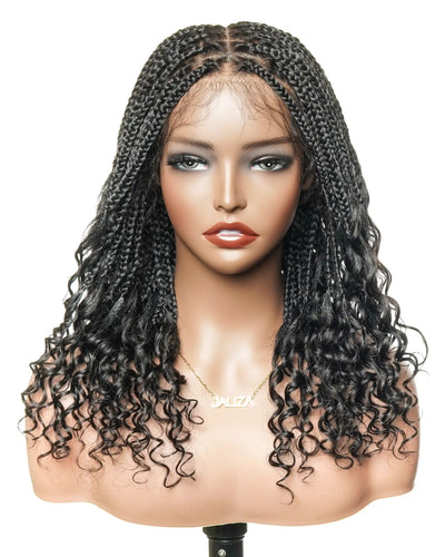 Nina - Small Head Friendly Glueless Braided Wig With Curly Ends (Small Cap Size for Petite Head)