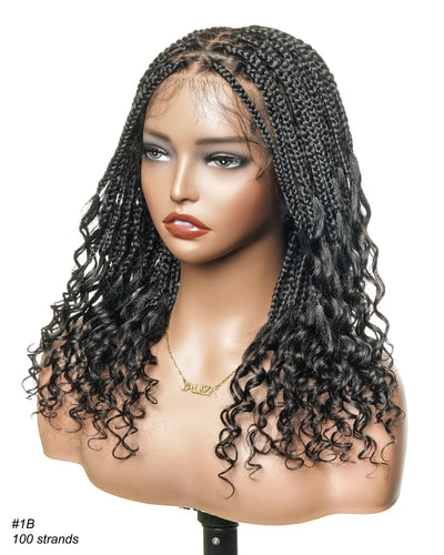 Nina - Small Head Friendly Glueless Braided Wig With Curly Ends (Small Cap Size for Petite Head)