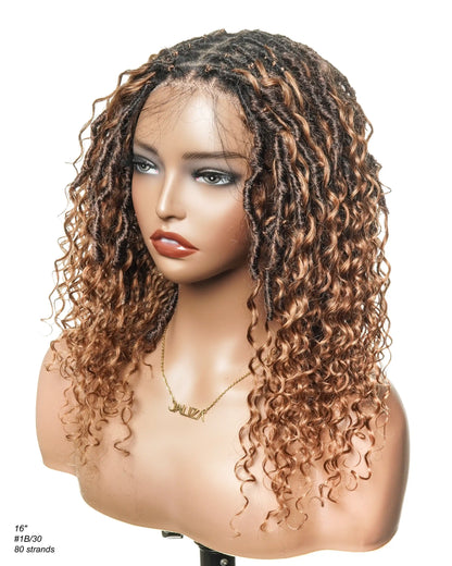 16" Pre Bleached HD Full Lace Boho Locs Wig With Human Hair Boho Curls