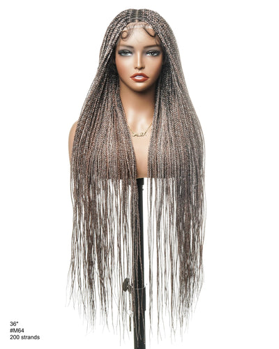 Swiss HD Full Lace Knotless Micro Box Braided Wig 36" 200 Strands