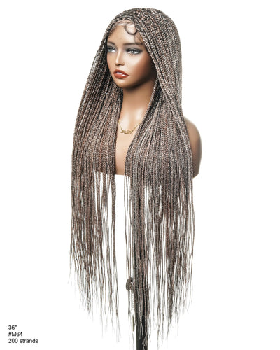 Swiss HD Full Lace Knotless Micro Box Braided Wig 36" 200 Strands