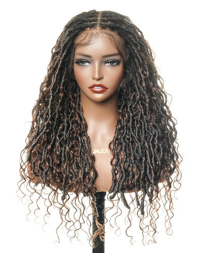 Salon-level Knotless Boho Locs Swiss HD Full Lace Human Hair Boho Curls Locs Wig