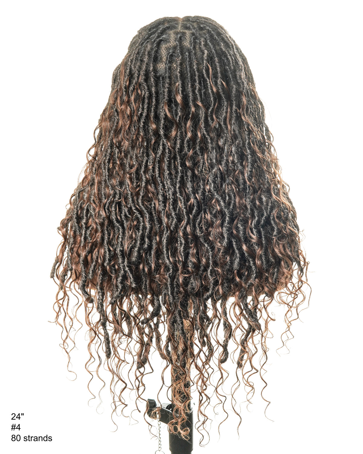 Dark Brown #4 Hair Roots - Pre Bleached Human Hair Lace & Human Hair Boho Locs Wig 24"