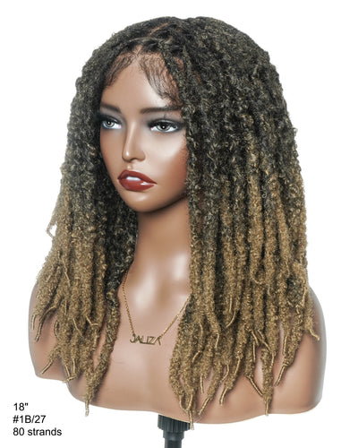 18" Soft And Distressed Faux Locs Pre Bleached Swiss HD Full Lace Wig