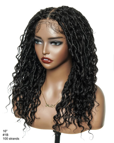 Salon-level Knotless Boho Locs Swiss HD Full Lace Human Hair Boho Curls Locs Wig