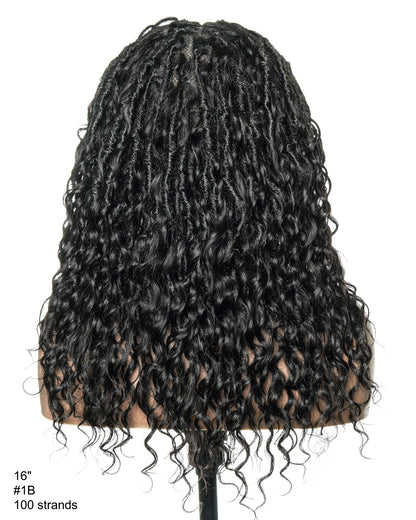 16" Pre Bleached HD Full Lace Boho Locs Wig With Human Hair Boho Curls