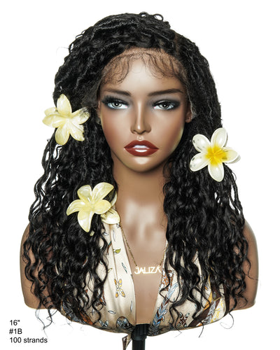 Lola - 16" Pre Bleached Swiss HD Full Lace Boho Locs Wig With Human Hair Boho Curls