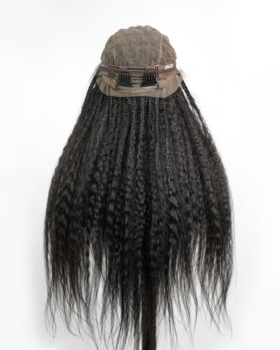 Makeda - 28" Kinky Straight Virgin Human Hair Ultra Full Boho Box Braided Wig