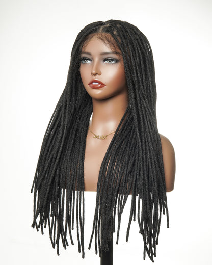 100% Human Hair Dreadlock Pre Bleached HD Full Lace Wig 24" 100 Strands