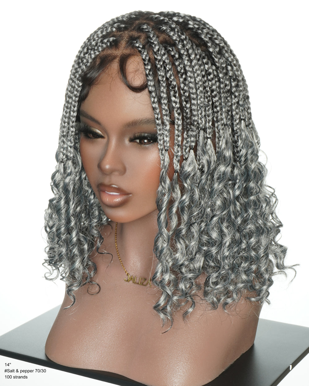 Nina -  JALIZA Slip-On™ Salt & Pepper (More Salt) Curly Ends Braided Wig