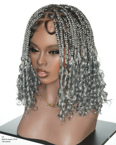 Nina -  JALIZA Slip-On™ Salt & Pepper (More Salt) Curly Ends Braided Wig