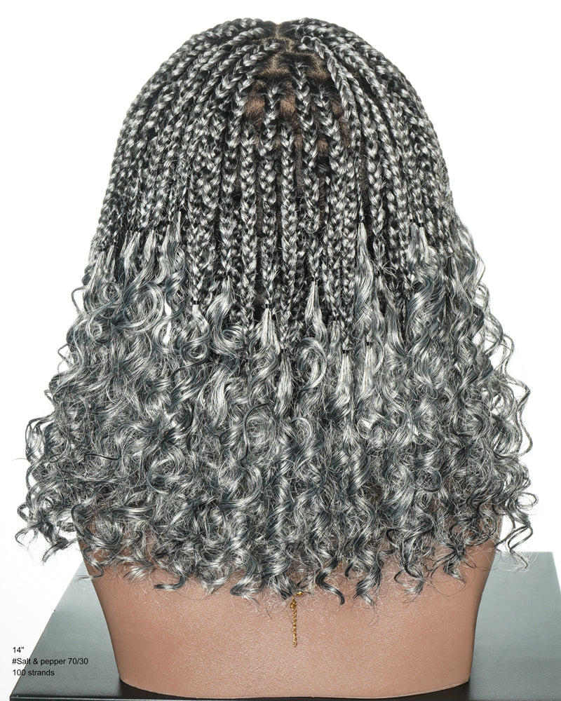 Nina -  JALIZA Slip-On™ Salt & Pepper (More Salt) Curly Ends Braided Wig
