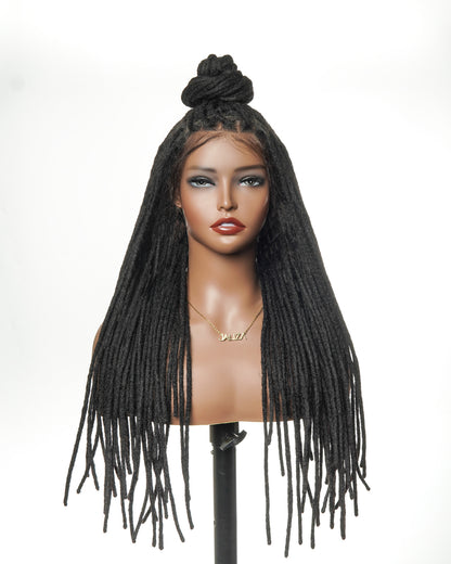 100% Human Hair Dreadlock Pre Bleached HD Full Lace Wig 24" 100 Strands