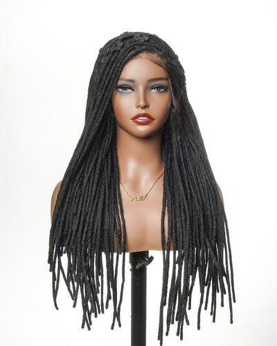 100% Human Hair Dreadlock Pre Bleached HD Full Lace Wig 100 Strands