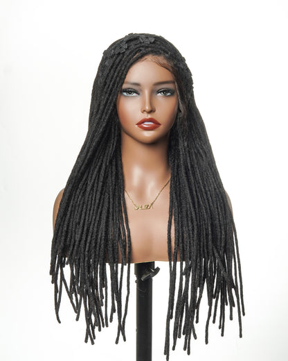 100% Human Hair Dreadlock Pre Bleached HD Full Lace Wig 24" 100 Strands