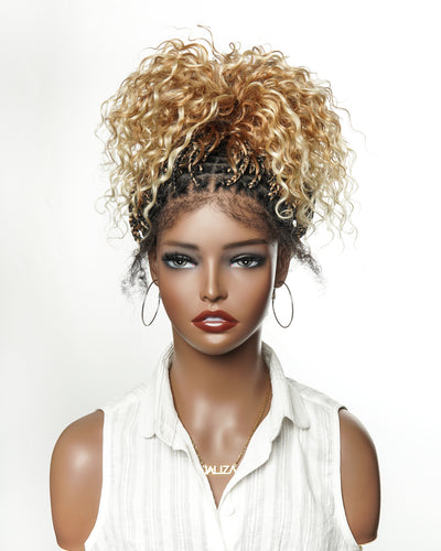Lumina - 18" Piano Color Swiss HD Full Lace Human Hair Boho Braided Wig