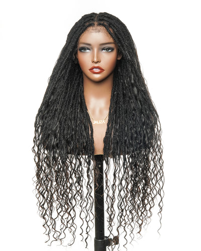 100% Human Hair Salon-level Pre Bleached HD Full Lace Knotless Boho Locs Wig 100 Strands