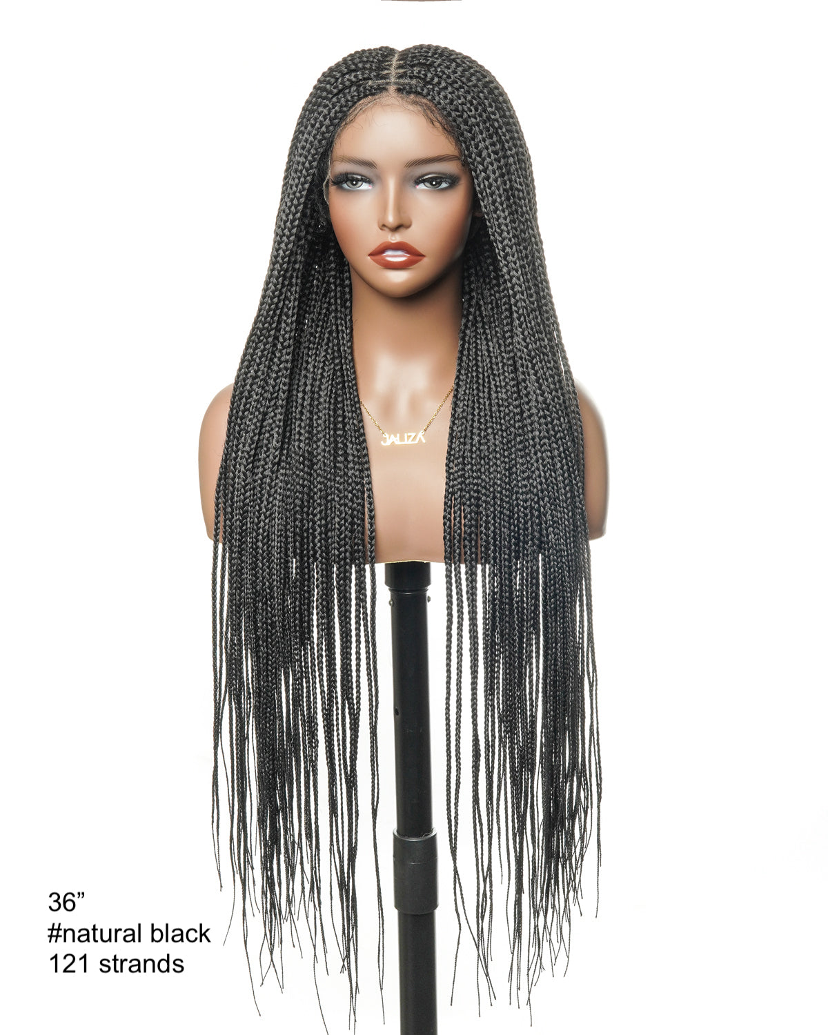36" Pre Bleached Human Hair HD Lace Lightweight Knotless Box Braided Wig 100 Strands