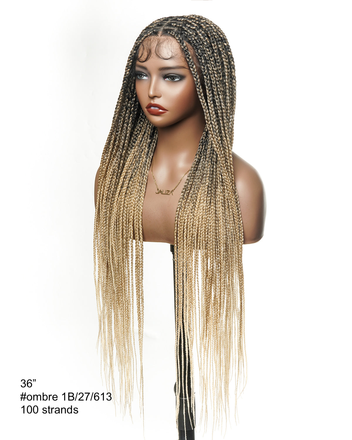 36" Pre Bleached Human Hair HD Lace Lightweight Knotless Box Braided Wig 100 Strands