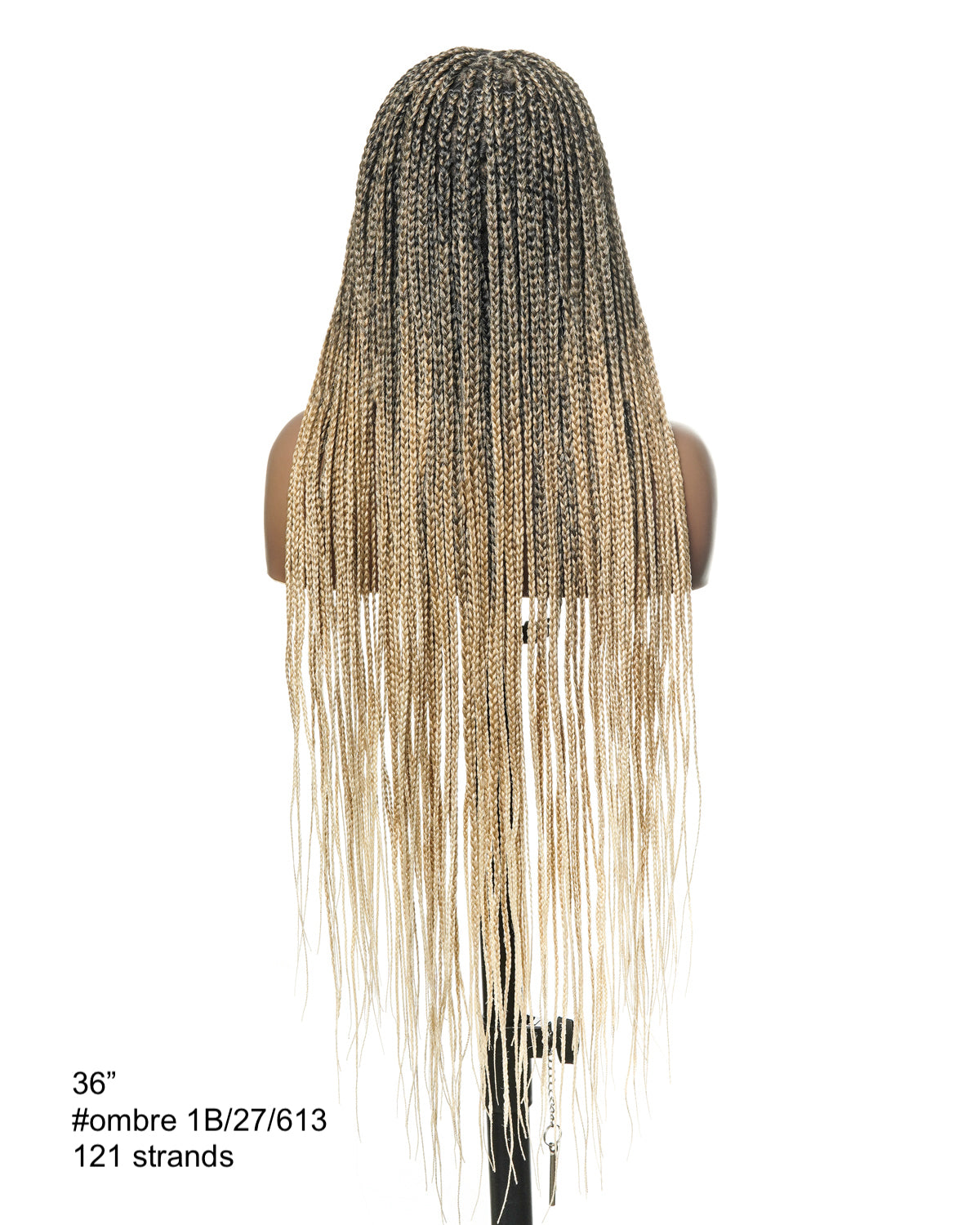 36" Pre Bleached Human Hair HD Lace Lightweight Knotless Box Braided Wig 100 Strands