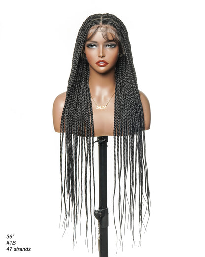 Knotless Jumbo Box / Large Box HD Lace Full Hand-tied Braided Wig 36 Inches 24 & 48 Strands