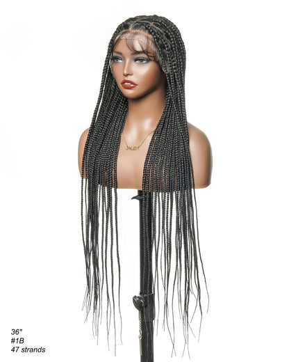 Knotless Jumbo Box / Large Box HD Lace Full Hand-tied Braided Wig 36 Inches 24 & 48 Strands