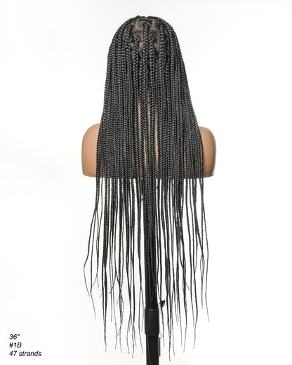 Knotless Jumbo Box / Large Box HD Lace Full Hand-tied Braided Wig 36 Inches 24 & 48 Strands