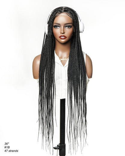 Knotless Jumbo Box / Large Box HD Lace Full Hand-tied Braided Wig 36 Inches 24 & 48 Strands