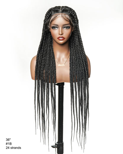 Knotless Jumbo Box / Large Box HD Lace Full Hand-tied Braided Wig 36 Inches 24 & 48 Strands