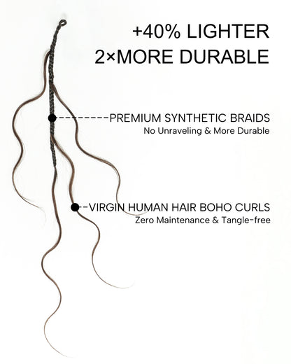 18" Bora Bora Crochet Braids With Body Wave Human Hair Boho Curls 120 Strands/Pack
