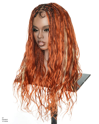 Derrika Design 24" Ginger Bora Bora Braided Wig With Highlight