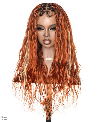 Derrika Design 24" Ginger Bora Bora Braided Wig With Highlight