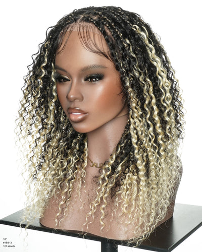 Diane's Pre bleached Human Hair Lace Ombre Boho Box Braided Wig (Extra Full)
